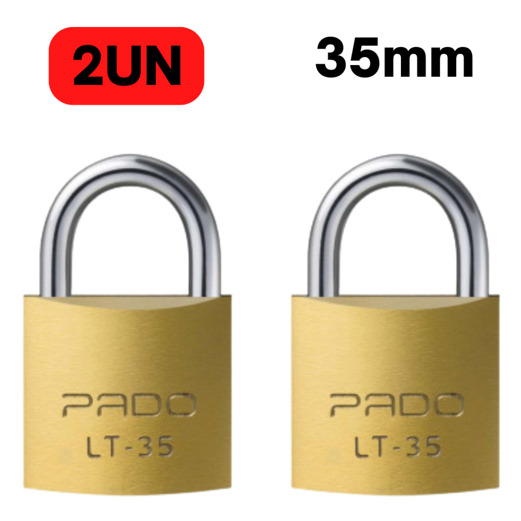 Kit 2 Cadeado 35mm Pado mesmo segredos iguais mesma chave