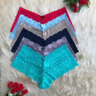 Promoção Kit 6 Caleçon Renda Tanga Estilo Shortinho Pala Larga Forro de Algodão