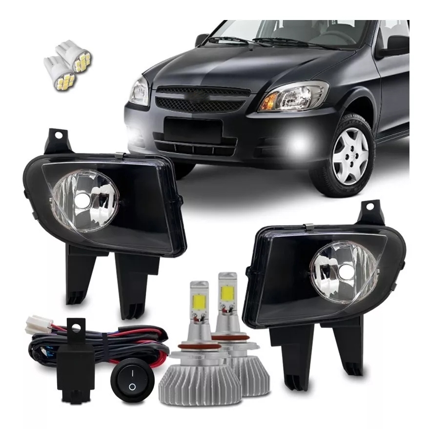 Kit Farol Milha Auxiliar Celta Prisma 2012 2013 2014 2015 2016 + Super Led Hb4 6000k