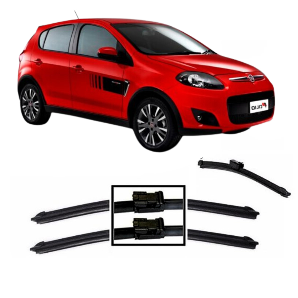 Kit 3 Palhetas Limpador De Parabrisa Dianteiro + traseiro Nova Fiat Palio 2012 2013 2014 2015 2016