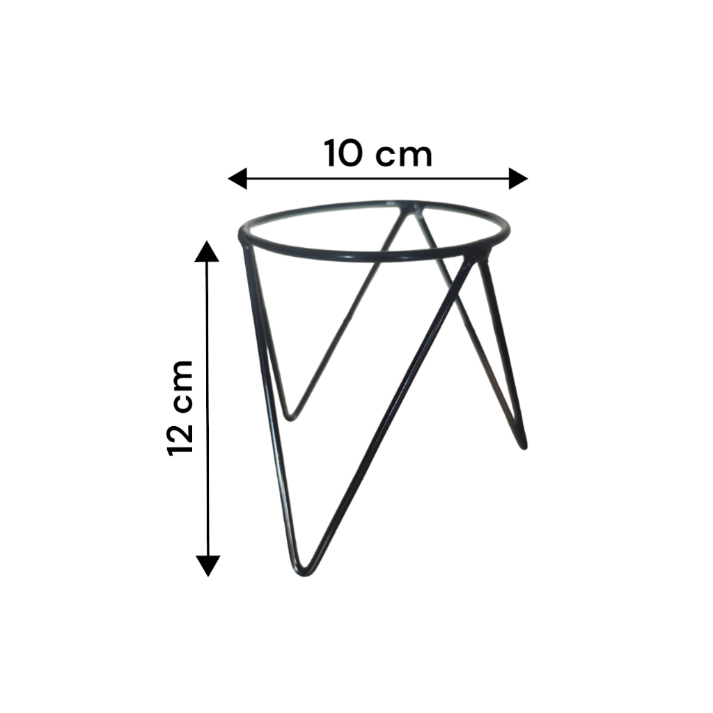 Kit com 10 Suportes aramado para Kokedama e Suculentas na cor Preto (tinta pó eletrostática)
