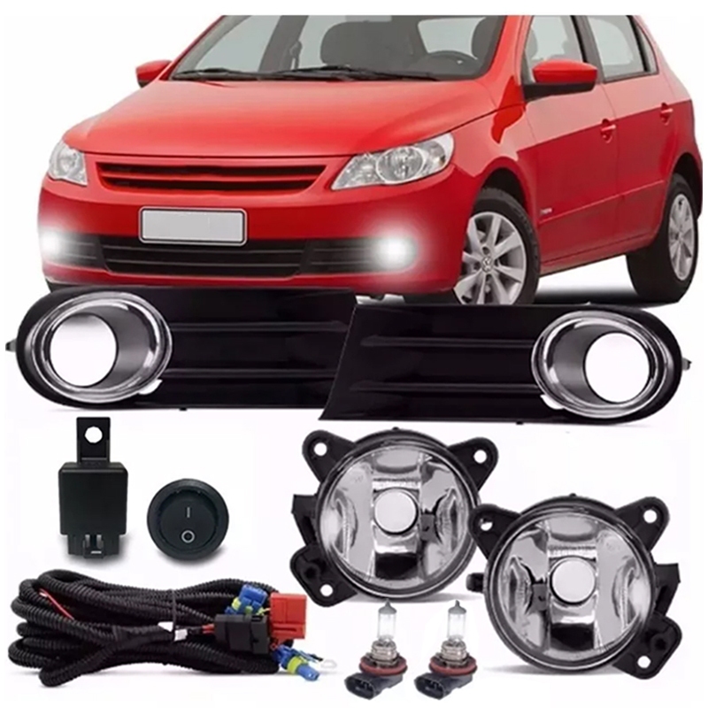 Kit Farol Milha Neblina Gol Voyage Saveiro G5 2009 2010 2011 2012 13 + Par Pingo Led
