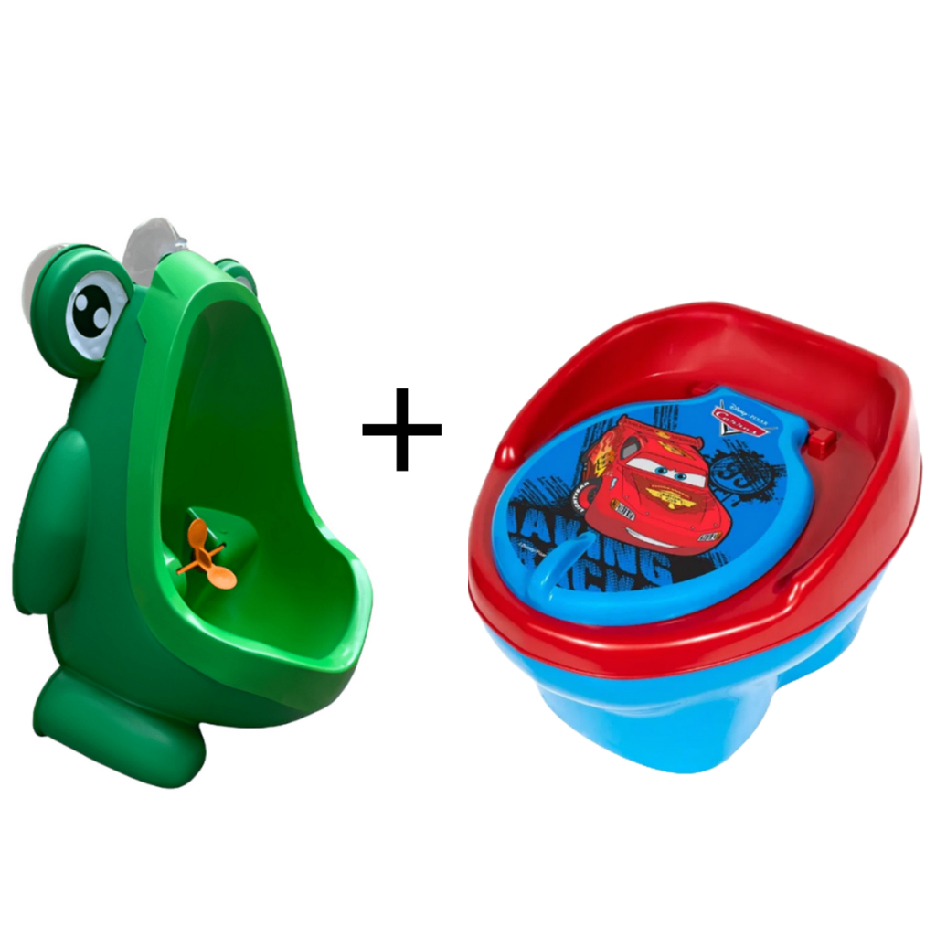 Mictório Infantil Sapinho Verde com 3 Ventosas + 1 Troninho Infantil Disney Carros Still Baby 2X1