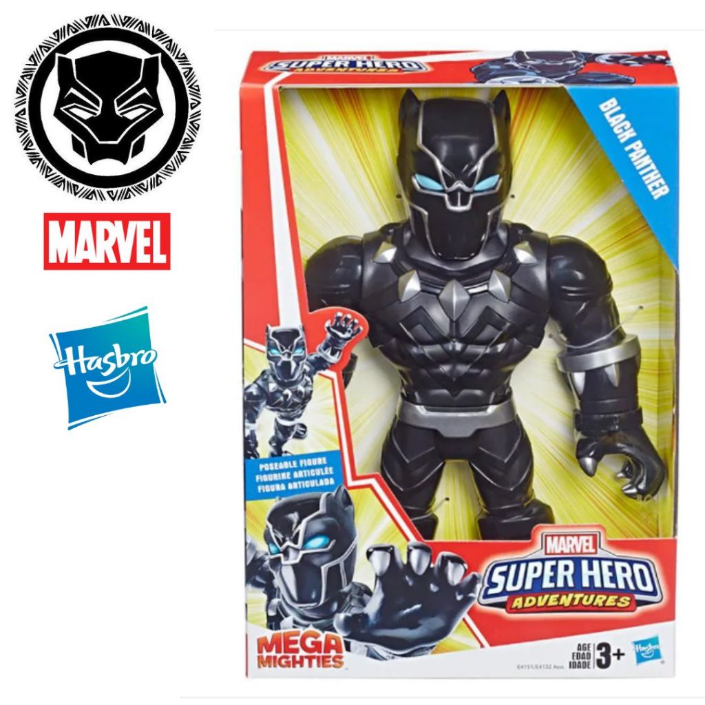 Boneco Pantera Negra Black Panther 25cm Marvel Super Hero Adventure Hasbro