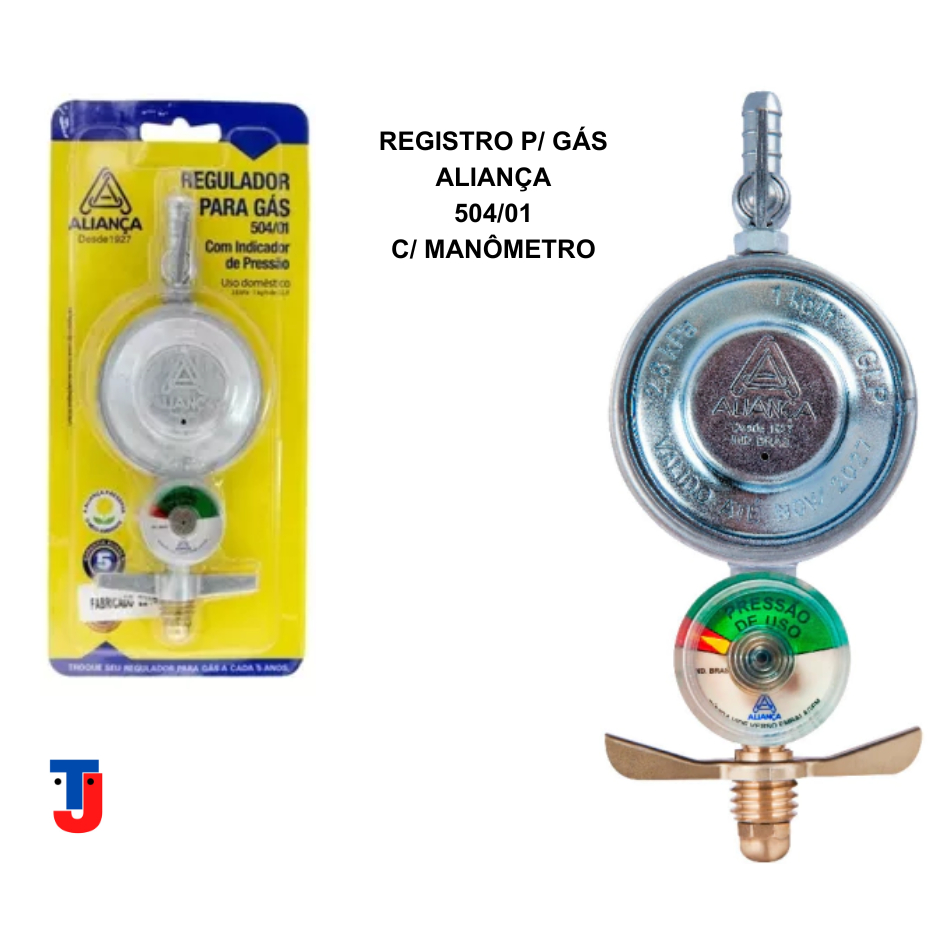 REGISTRO REGULADOR GÁS C/ MANÔMETRO 504/01 ALIANÇA em Oferta na Shopee