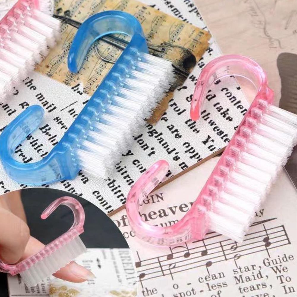KIT C/12 Escovinha Acrílica Para Limpeza De Unhas Higiene Multiuso Alça Anatomica