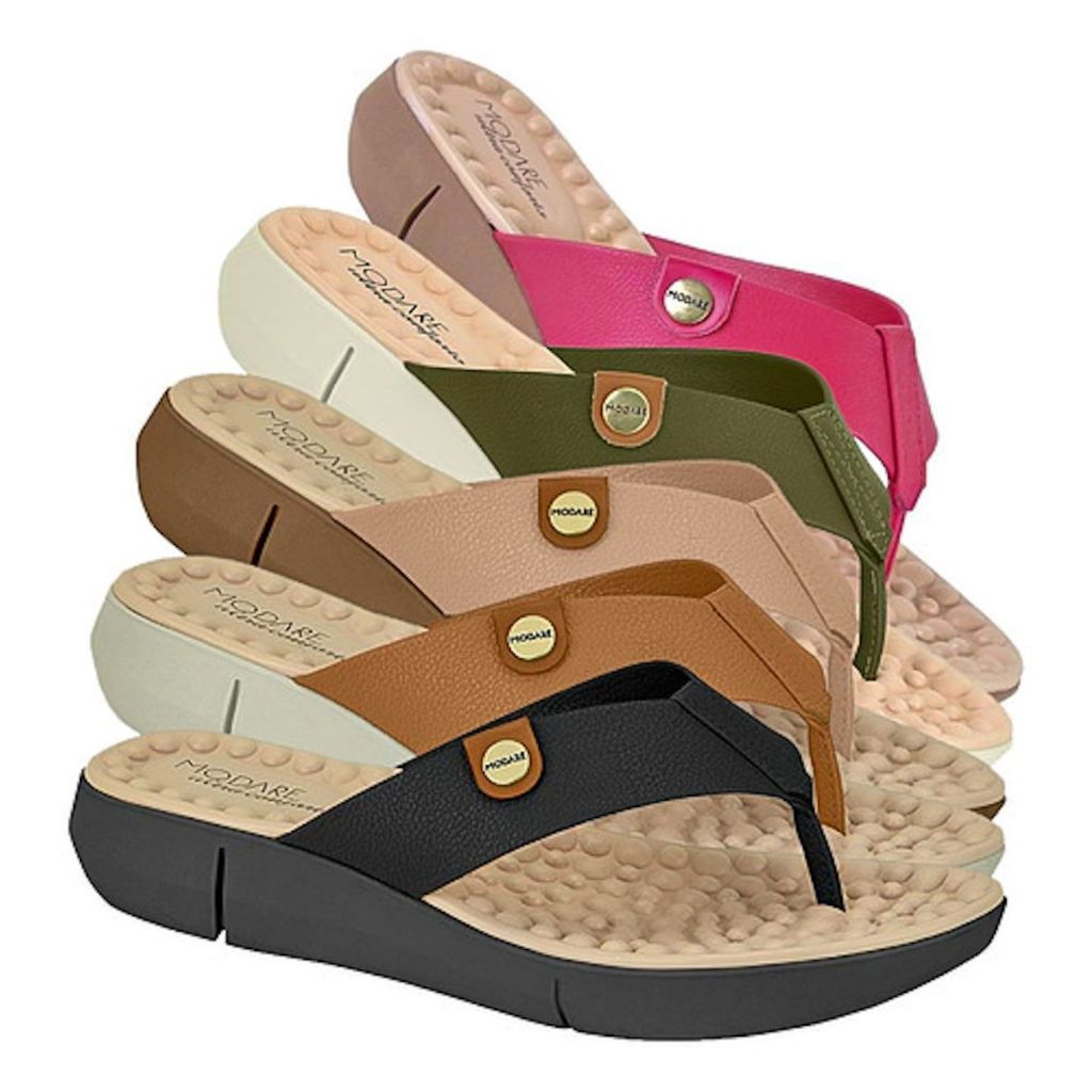 Chinelo de Dedo Modare Tamanco Ultra Conforto Anabela Salto Medio para Esporao e Fascite Plantar Ortopedicob