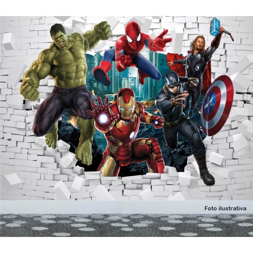 Papel De Parede Os Vingador 3d Qualidade Premium 2 HULK 1m altura por 1,50m largura