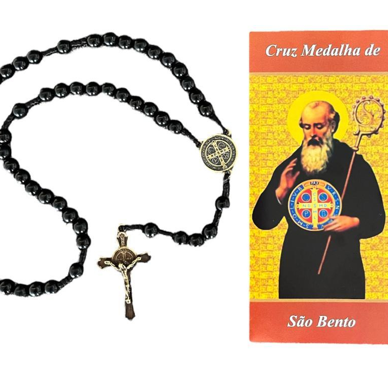 Terço São Bento 37CM Acompanha Folheto em Oferta na Shopee
