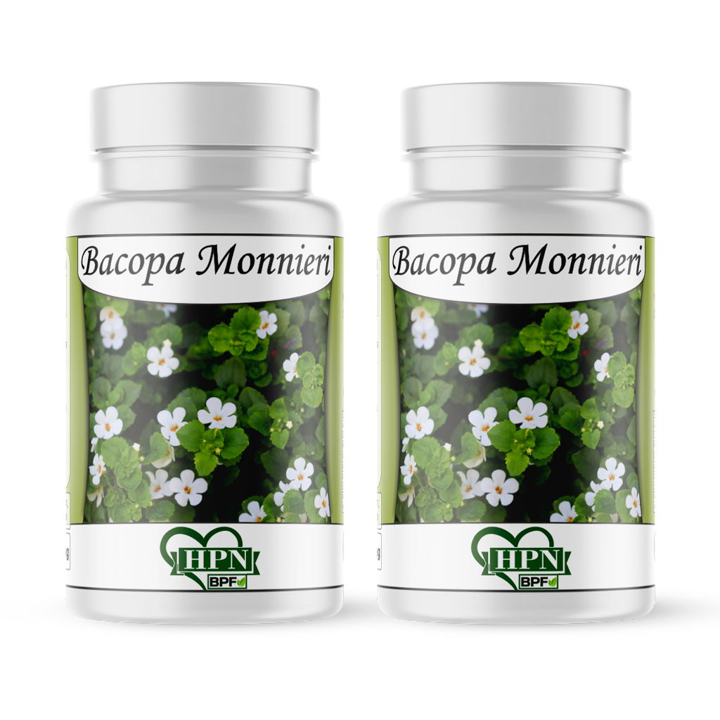 Bacopa Monnieri ( hissopo aquático ) melhora memória cápsulas/500mg kit 2 potes