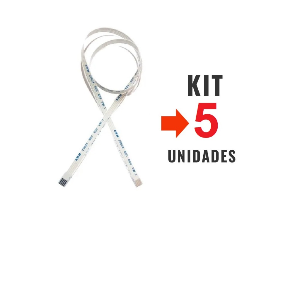 Kit 05 Cabos Flat 4 Vias 40cm P/ Sensor Encoder Epson L3150