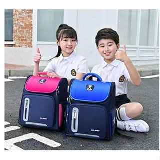 Mochila Escolar Infantil Grande Capacidade Azul Rosa Com fecho e divisórias Unisex
