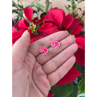 Brinco boneca barbie cabeça rosa Banhado a prata legitima (postamos seu pedido em 24 horas)