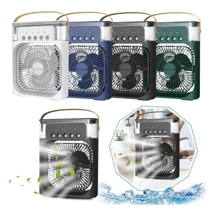 Mini Ar Condicionado Climatizador Umidificador Ventilador Agua E Gelo Com LED Portátil/Mini Ventilador da Mesa Ar Condicionado Umidificador e Refrigerador de ar 2 em 1 Climatizador Led Usb
