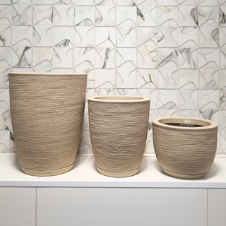 Kit 3 Vasos Planta Bojo Coluna N1 + N2 + Bojo Escovado N1 Luxo Casa Decorativo Sala Poliet...