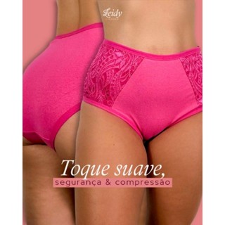 Kit 5 Calcinhas Cós Alto Algodão com Detalhes em Renda - Reduz Medidas e Define Barriga - Calcinha Plus Size
