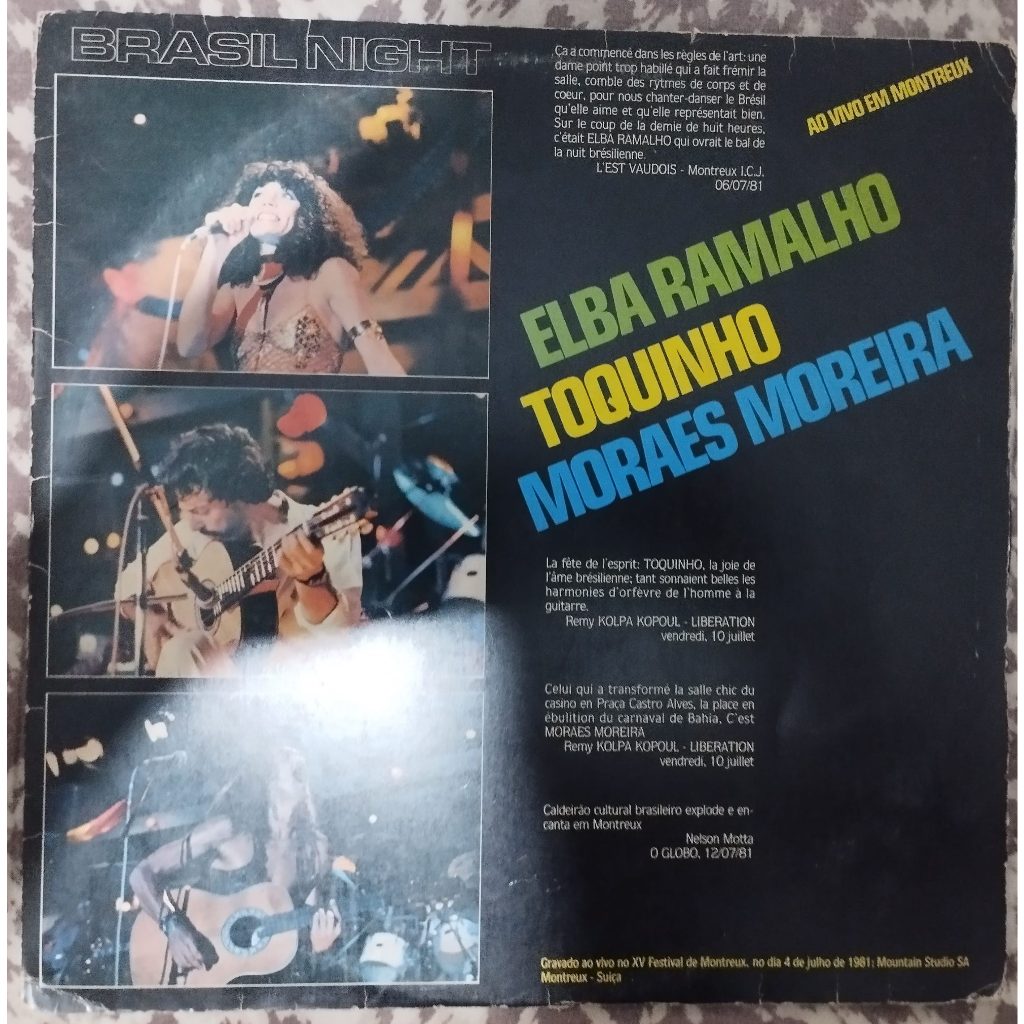LP/VINIL Elba Ramalho  Toquinho  Moraes Moreira – Brasil Night - Ao Vivo Em Montreux (1981)