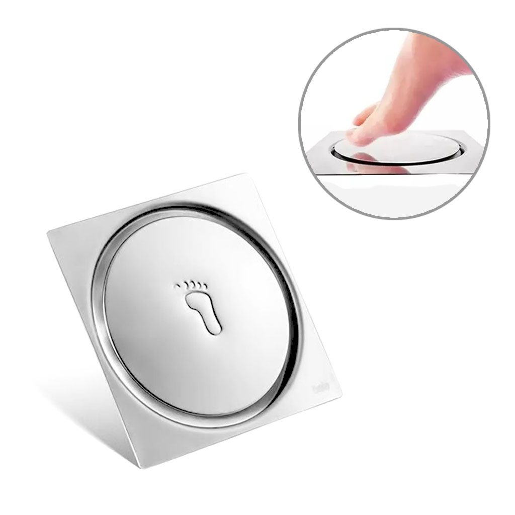 Ralo Click Up Inteligente Quadrado Novo Banheiro Moderno 10/15 Cm Aço Inox