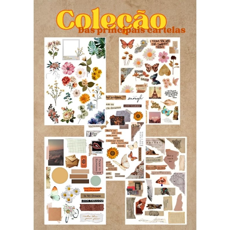 Adesivos Vintage - Coleção Adesivos Vintage - Adesivos para Scrapbook - Adesivos para Bullet Jornal - Adesivos Retrô
