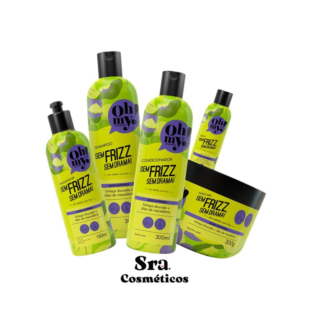 Shampoo, Condicionador, Mascara, Creme e Serum Sem frizz, sem drama! 300ml Oh My! Kit