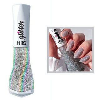 Esmalte hits atenas glitter prata holografico
