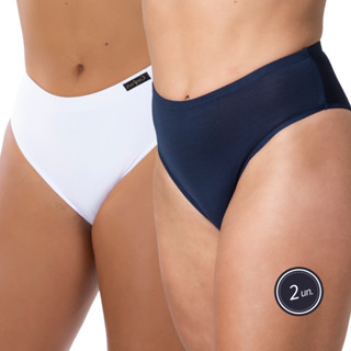 Kit 2 Tanga Conforto Microfibra Cós Alto Lisa Básica Moda Íntima Cintura Alta Tecido Leve 316