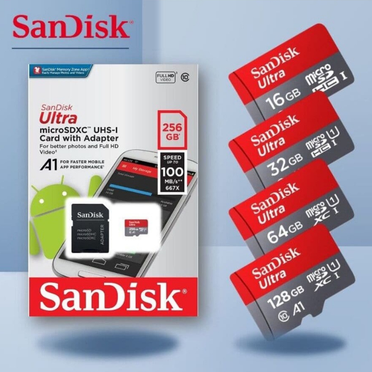 Cartão De Memória Sandisk Ultra A1 Classe 10   8gb / 16gb / 32gb / 64gb/ 128gb
