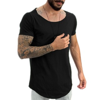 Camisa Masculina Longline Slim Camiseta Longline