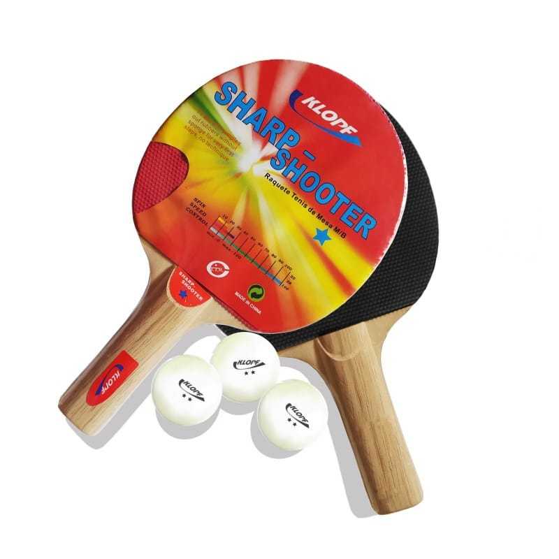 2 Raquete Shark Shooter + 3 Bola Tênis De Mesa Ping Pong Diversão Adulto e Infantil