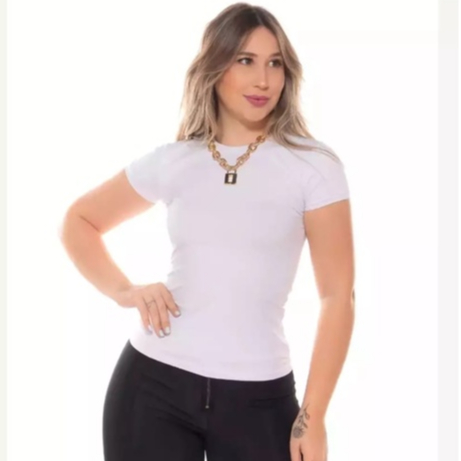Baby Look Feminina Manga Curta Ciclista