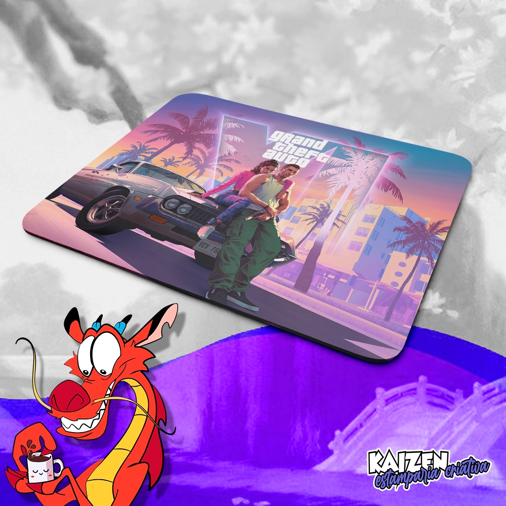 Mousepad - Grand Theft Auto VI - GTA 6 / VI / Six - Vários Modelos - Jogos PC / Xbox / PSX