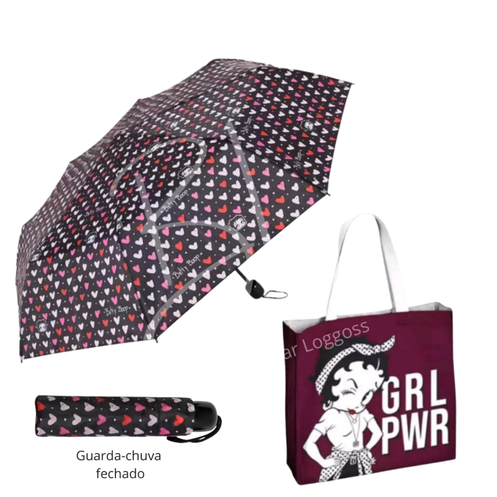 Kit Sacola Ecobag + Guarda-chuva Betty Boop