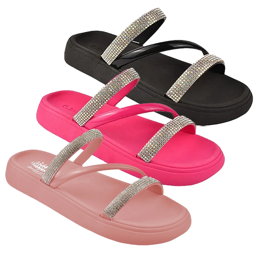 Chinelo Menina Infantil Tiras Brilhantes Luelua 135001 - Women Shoes