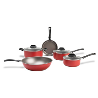 Jogo de Panelas Brinox Ruby 5 Peças Vermelho em Oferta na Shopee