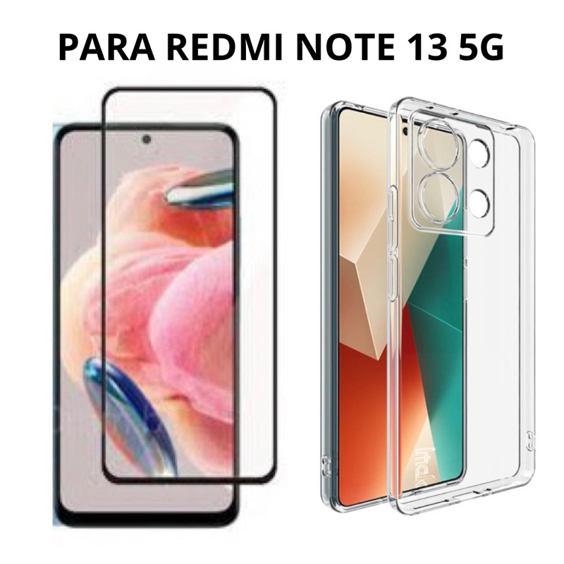 Kit 2X1 Xiaomi Redmi Note 13 5G - Película Frontal Cerâmica 3D + Capa Silicone TPU Transparente