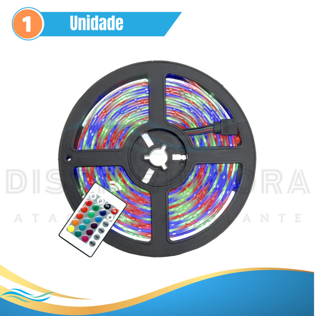 Fita Led 35x28/50x50 rolo 5 metros Cores RGB / Branco Frio / Amarelo Distribuidora Galante
