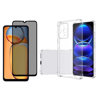 Kit 2X1 Xiaomi Redmi 13C - Pelicula Privacidade Fosca Ceramica 9D + Capa Transparente Anti Impacto Inquebravel Premium