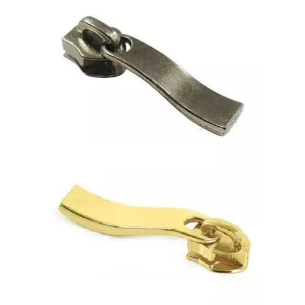 Cursor Para Zíper N°5 Bastão Ondulado Tobogã Latonado e Níquel Palito