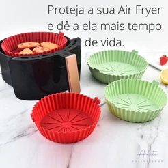 Forma Air Fryer Silicone Reutilizável Antiaderente Redonda Forma De Silicone