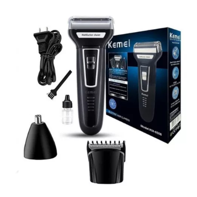 Aparelho de barbear 3 em 1 Kemei KM 6558 Recarregável Bivolt Preto