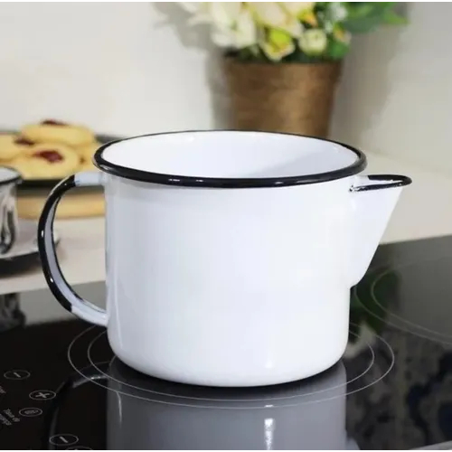 Caneca Fervedor Leiteira Com Bico Branca 1L Esmaltada Metallouça