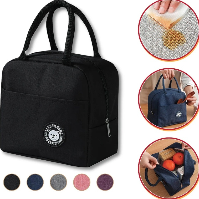 Imagem Bolsa Térmica Portátil de Mão Lancheira Marmita Viagem Piquenique Prático