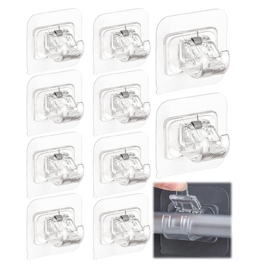 Kit 10 Peças Suporte De Varão De Cortina Adesivo Gancho