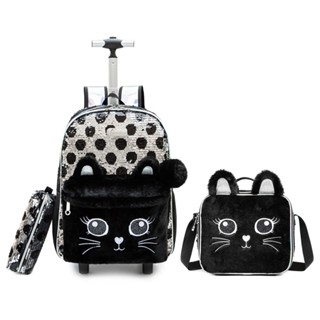 Kit Mochila Infantil Menina Escolar de Rodinha Lancheira Termica