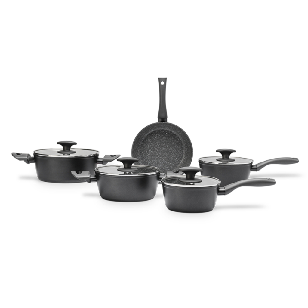 Jogo De Panelas Com Fundo De Indução e Antiaderente Ceramic Life - Brinox Orion 5 Peças Preto em Oferta na Shopee