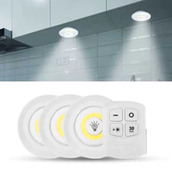 Kit 3 Lâmpada Luminaria Led Spot Sem Fio Controle Remoto