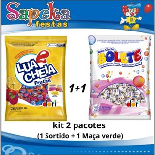 Kit balas mastigáveis Dori (1 pacote lua cheia frutas 400g e 1 pacote bala bolete 400g)