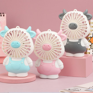 Mini Vaquinha Ventilador Portátil Ventilador com bateria recarregável e luzes De Led Velocidade Ajustavél