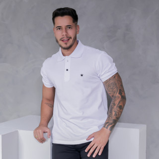 Camisa Gola Polo Masculina Piquet Manga Curta Branca Moda Casual Social em Oferta na Shopee