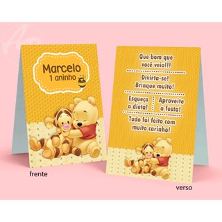 Cartão De Mesa Aniversário Personalizado Ursinho Pooh Baby (n+td)